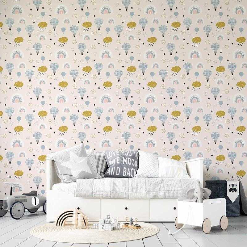 Papel de Parede Adesivo Balões Arco-iris Minimalista N05110 - Papel na Parede