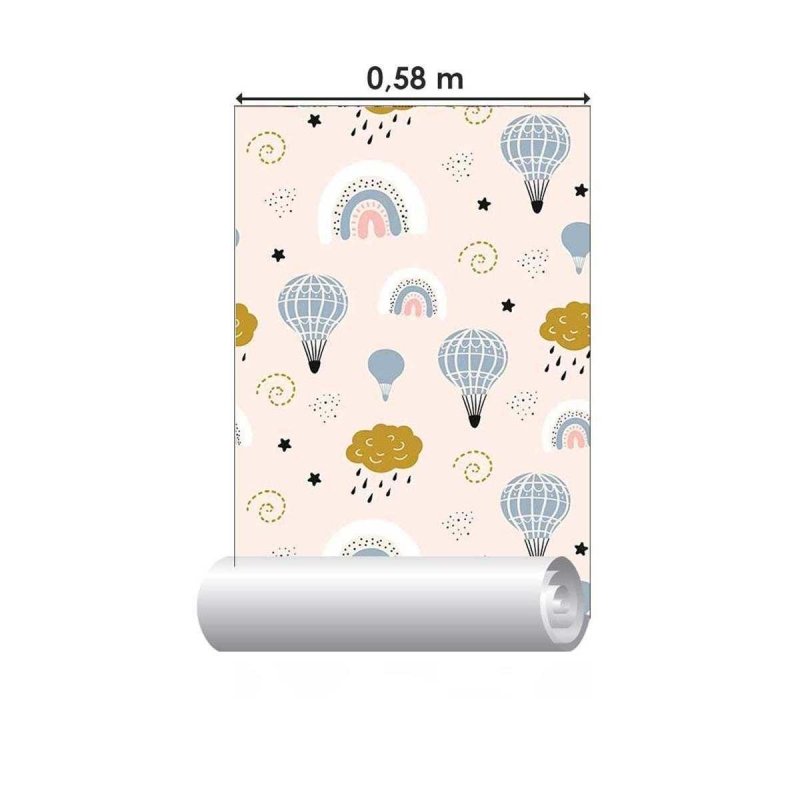 Papel de Parede Adesivo Balões Arco-iris Minimalista N05110 - Papel na Parede