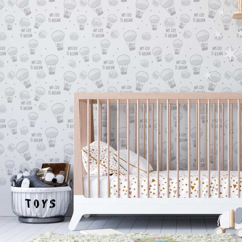 Papel de Parede Adesivo Balões Cinza N04282 - Papel na Parede