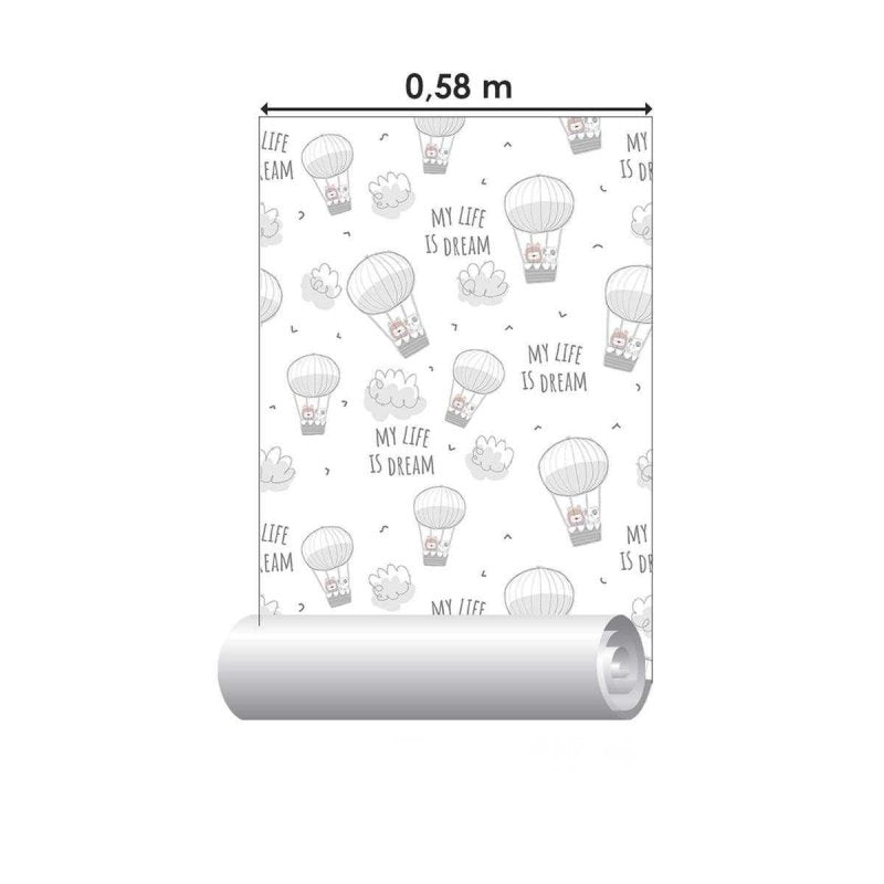 Papel de Parede Adesivo Balões Cinza N04282 - Papel na Parede