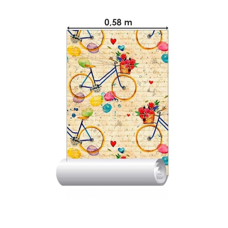 Papel de Parede Adesivo Bicicletas e Balões N011030 - Papel na Parede