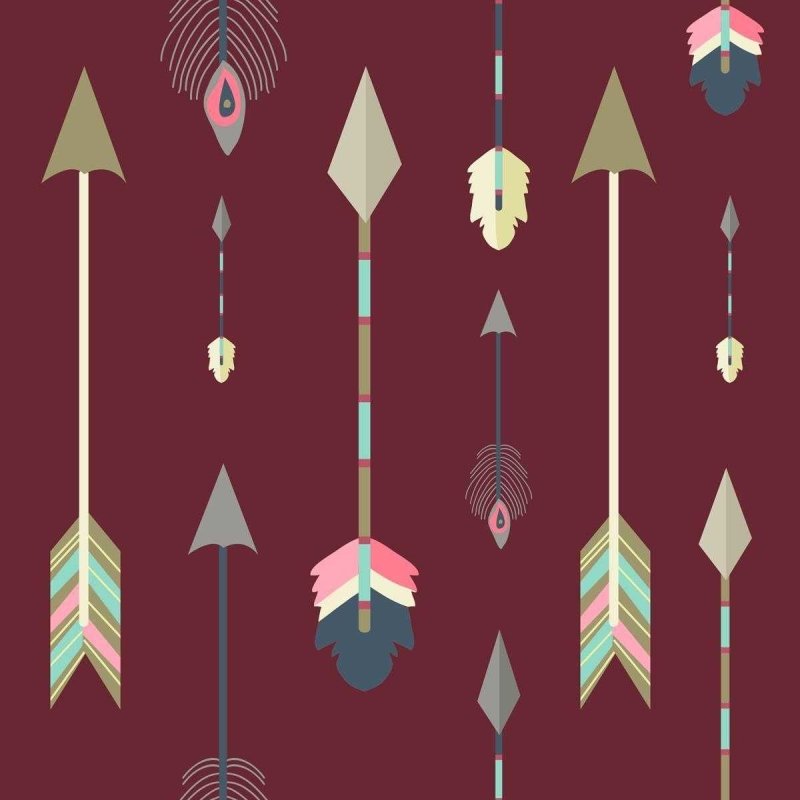 Papel de Parede Adesivo Boho Flechas Fundo Bordô N07024 - Papel na Parede