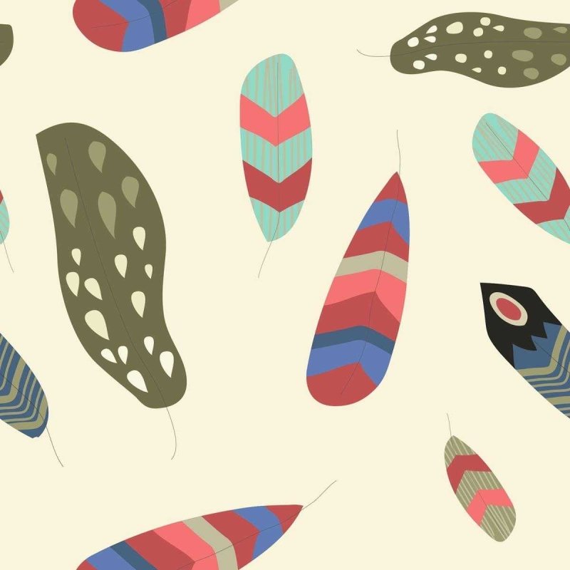 Papel de Parede Adesivo Boho Penas Coloridas N07023 - Papel na Parede