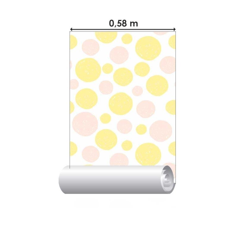 Papel de Parede Adesivo Bolhas Artístco Amarelo e Rosa N07012 - Papel na Parede