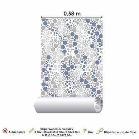 Papel de Parede Adesivo Bolhas Azul e Cinza 210289657 - Papel na Parede