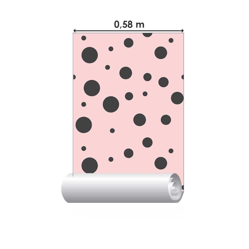 Papel de Parede Adesivo Bolhas Cinza e Rosa N04008 - Papel na Parede