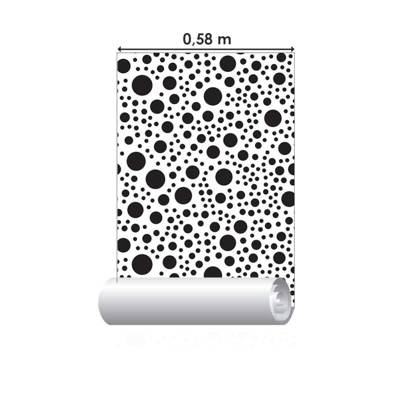 Papel de Parede Adesivo Bolinhas Poá P&B N017055 - Papel na Parede