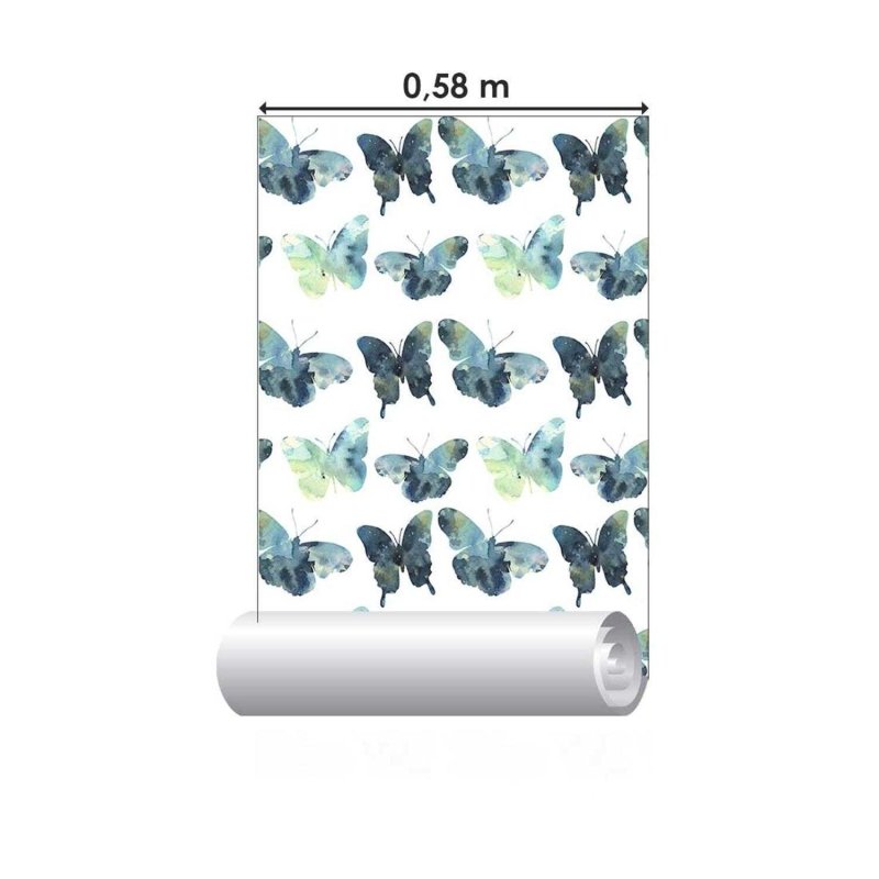 Papel de Parede Adesivo Borboleta Azul N03130 - Papel na Parede