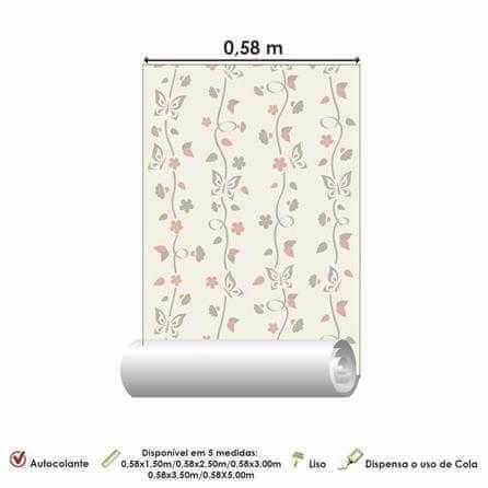 Papel de Parede Adesivo Borboleta Floral 208397080 - Papel na Parede