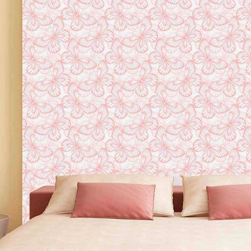 Papel de Parede Adesivo Borboleta Rosa 187159244 - Papel na Parede