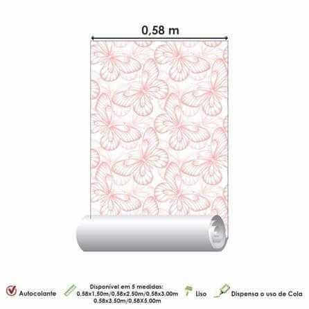 Papel de Parede Adesivo Borboleta Rosa 187159244 - Papel na Parede