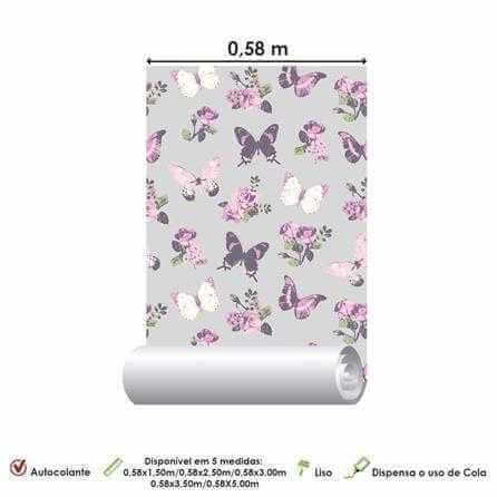 Papel de Parede Adesivo Borboleta Roxo 86083339 - Papel na Parede