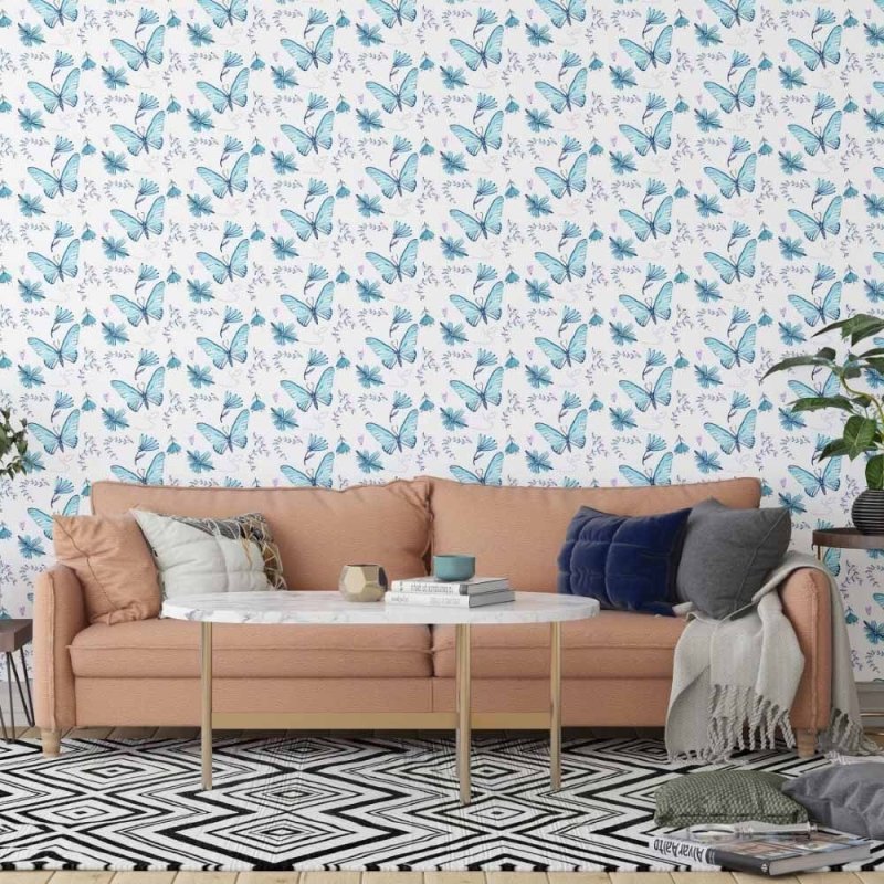 Papel de Parede Adesivo borboletas azuis N014110 - Papel na Parede