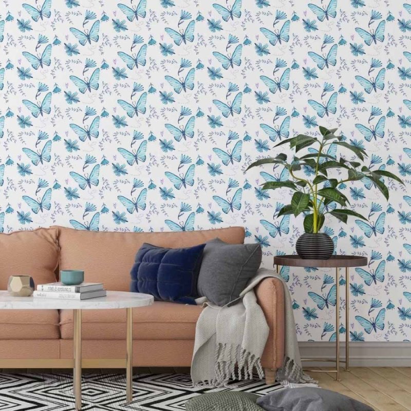 Papel de Parede Adesivo borboletas azuis N014110 - Papel na Parede