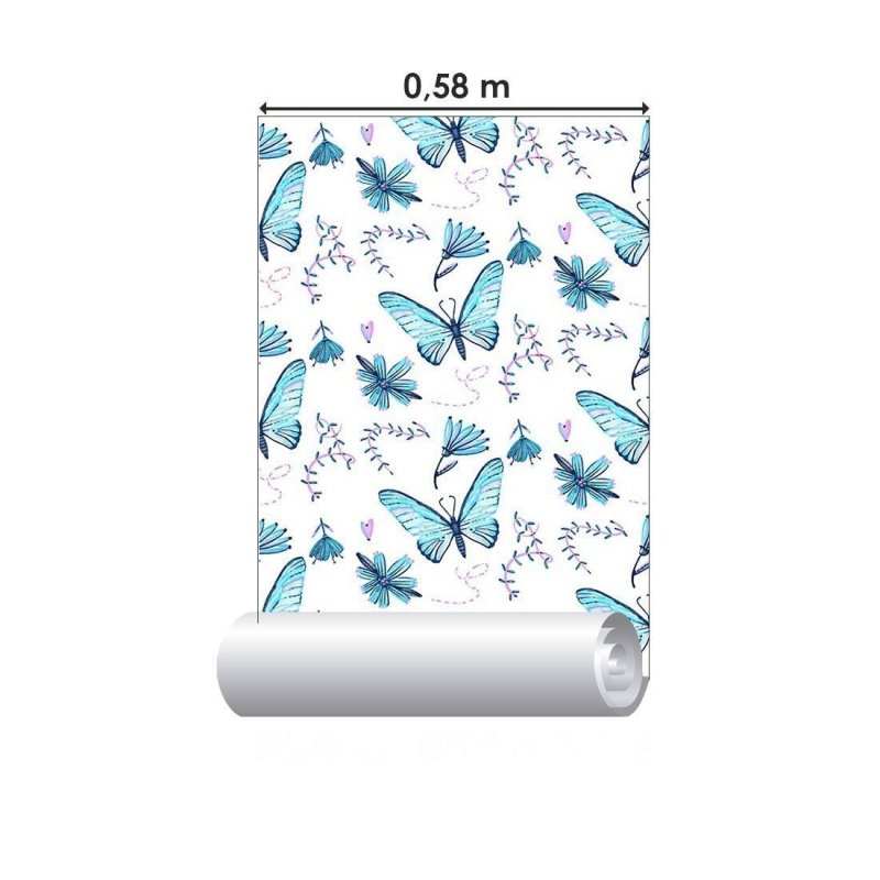 Papel de Parede Adesivo borboletas azuis N014110 - Papel na Parede