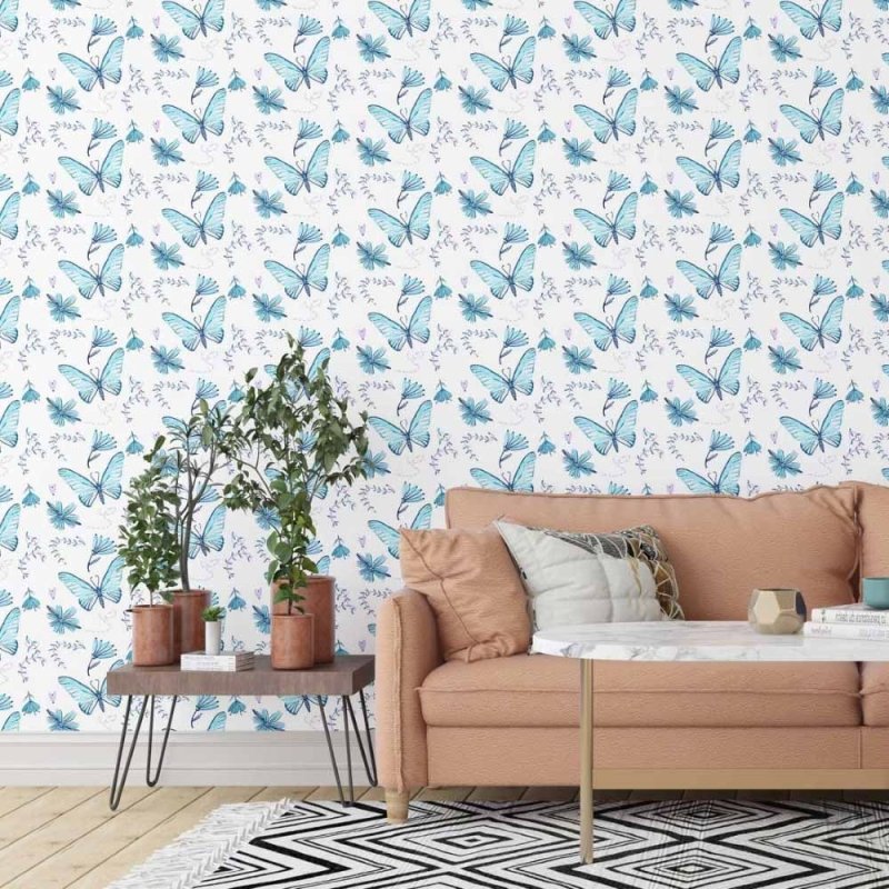 Papel de Parede Adesivo borboletas azuis N014110 - Papel na Parede
