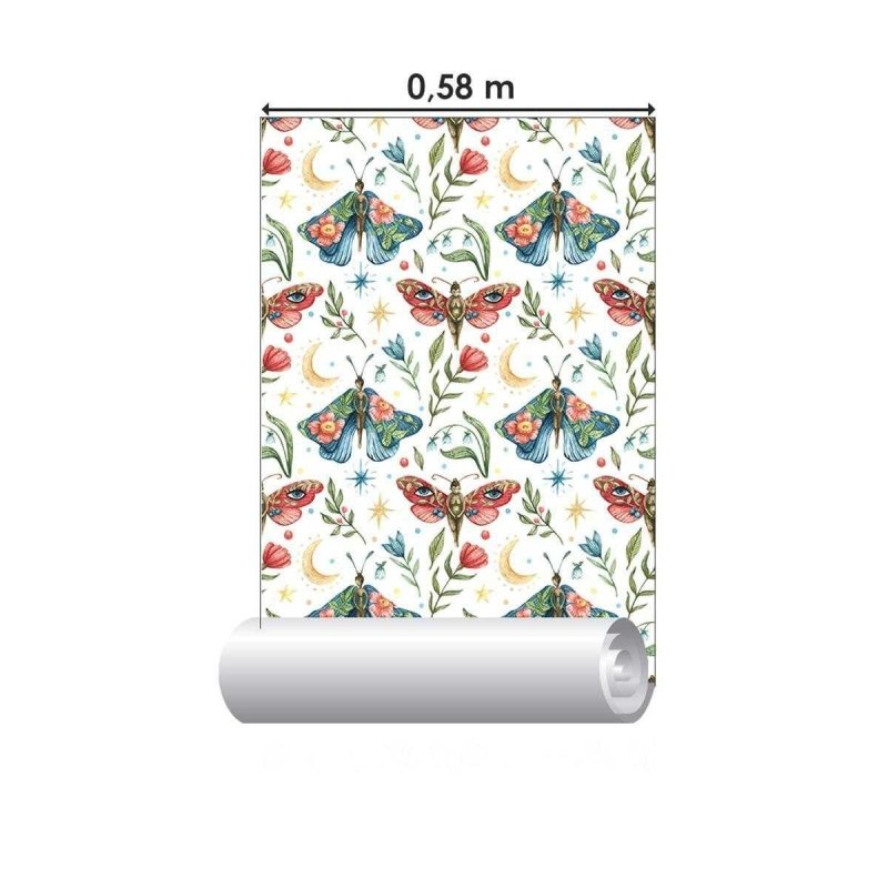 Papel de Parede Adesivo Borboletas Florais Colorido N04271 - Papel na Parede