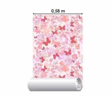 Papel de Parede Adesivo Borboletas Rosas 285850043 - Papel na Parede