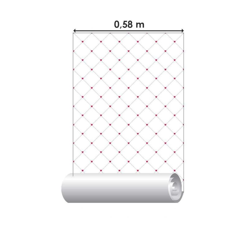 Papel de Parede Adesivo Botonê Branco e Vermelho N04024 - Papel na Parede