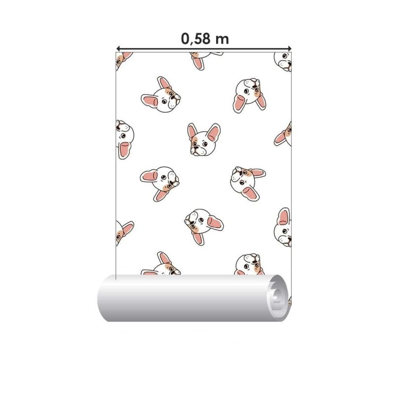 Papel de Parede Adesivo Bulldog Francês Fundo Branco N04270 - Papel na Parede