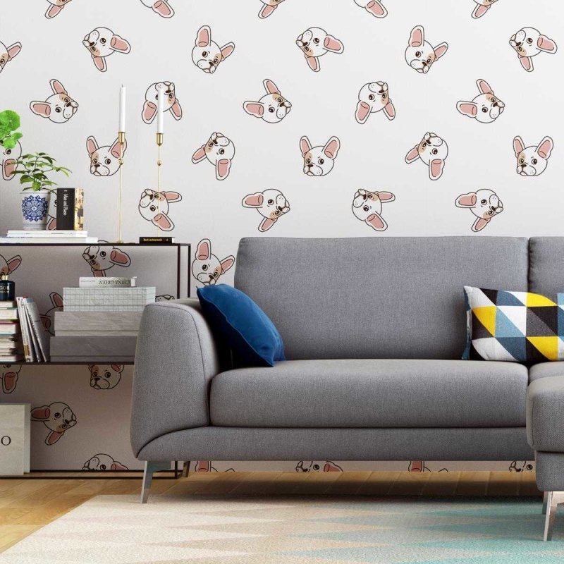 Papel de Parede Adesivo Bulldog Francês Fundo Branco N04270 - Papel na Parede