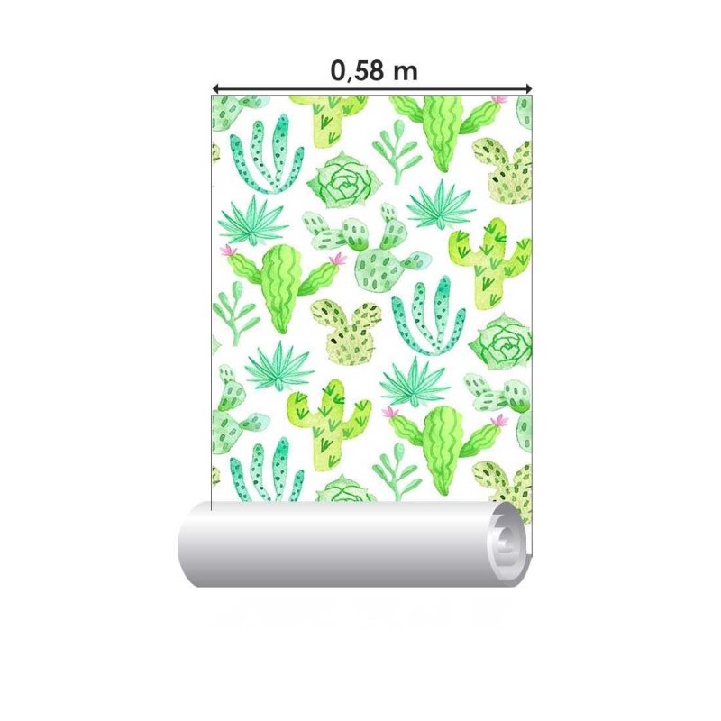 Papel de Parede Adesivo Cactos Aquarela N07001 - Papel na Parede