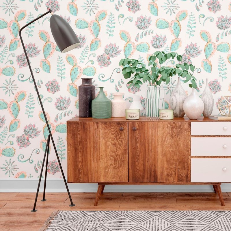 Papel de Parede Adesivo Cactos e Suculentas N010114 - Papel na Parede