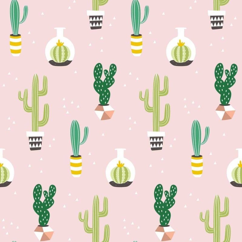 Papel de Parede Adesivo Cactos Minimalistas Rosa N07099 - Papel na Parede