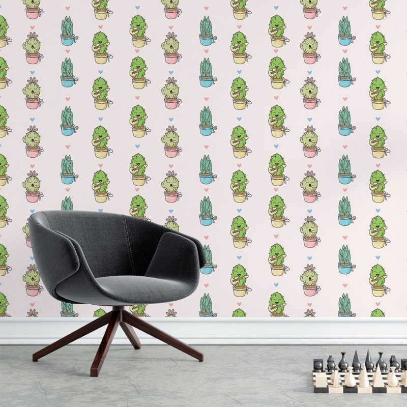 Papel de Parede Adesivo Cactos Plantas N015132 - Papel na Parede