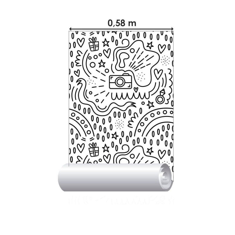Papel de Parede Adesivo Câmera Para Colorir N013250 - Papel na Parede