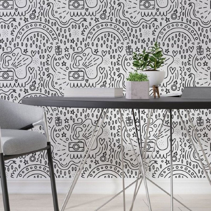 Papel de Parede Adesivo Câmera Para Colorir N013250 - Papel na Parede