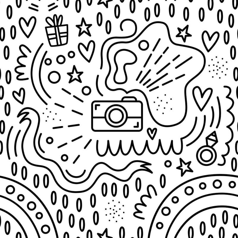 Papel de Parede Adesivo Câmera Para Colorir N013250 - Papel na Parede