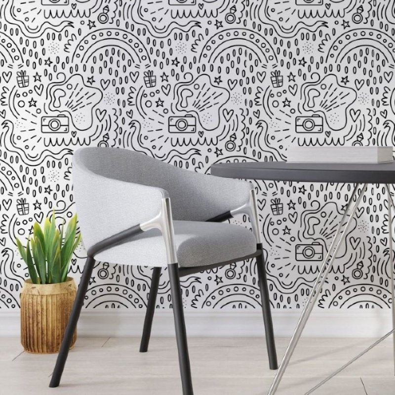 Papel de Parede Adesivo Câmera Para Colorir N013250 - Papel na Parede