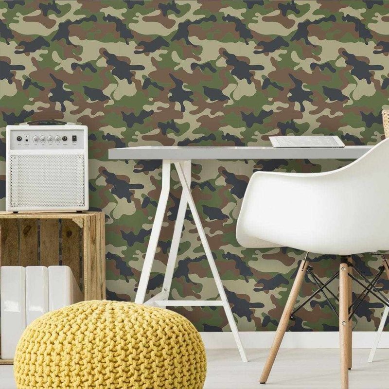 Papel de Parede Adesivo Camuflado Militar 98741 - Papel na Parede