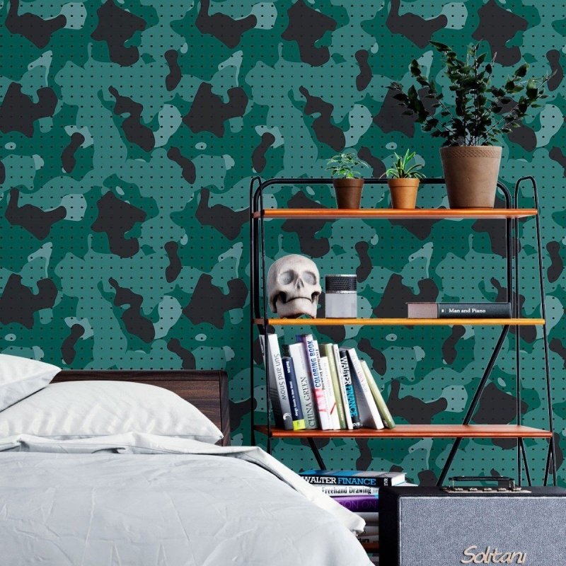 Papel de Parede Adesivo Camuflado Militar Jovem N016074 - Papel na Parede
