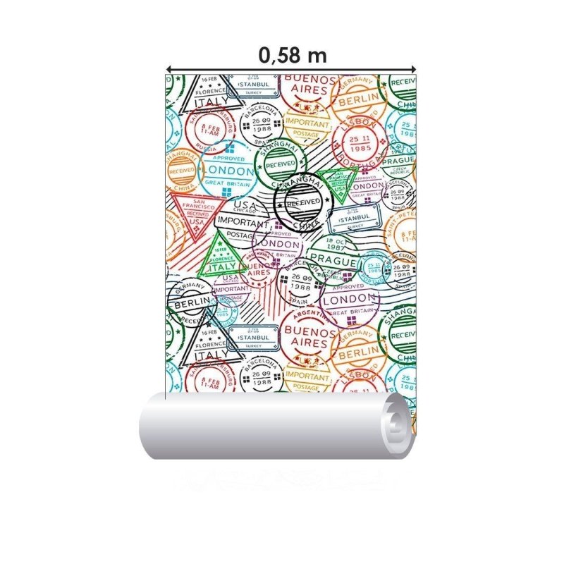 Papel de Parede Adesivo Carimbos Postais N013181 - Papel na Parede