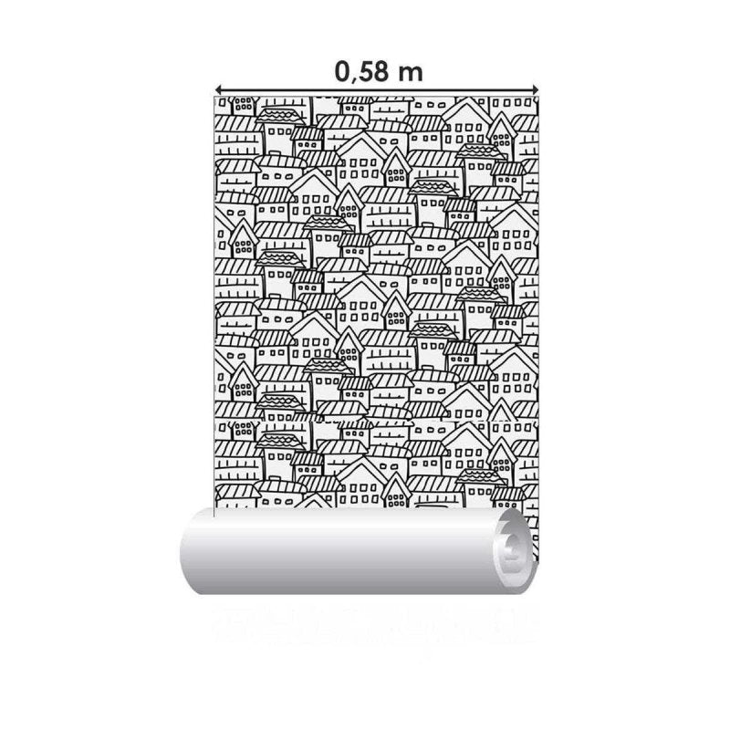 Papel de Parede Adesivo Casinhas para colorir N03067 - Papel na Parede