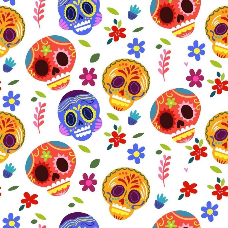Papel de Parede Adesivo Caveira Mexicana Colorida N04054 - Papel na Parede