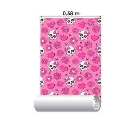 Papel de Parede Adesivo Caveira Rosa 133455194 - Papel na Parede