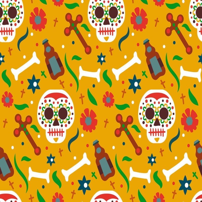 Papel de Parede Adesivo Caveiras Mexicanas N09091 - Papel na Parede