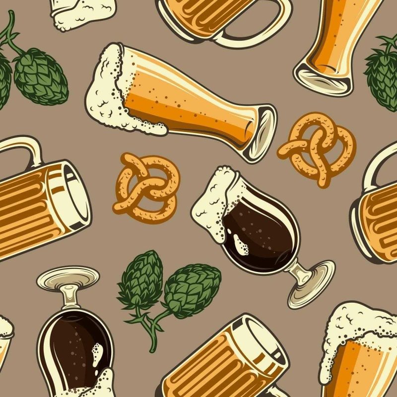 Papel de Parede Adesivo Cerveja Pretzel e Lúpulo N05070 - Papel na Parede