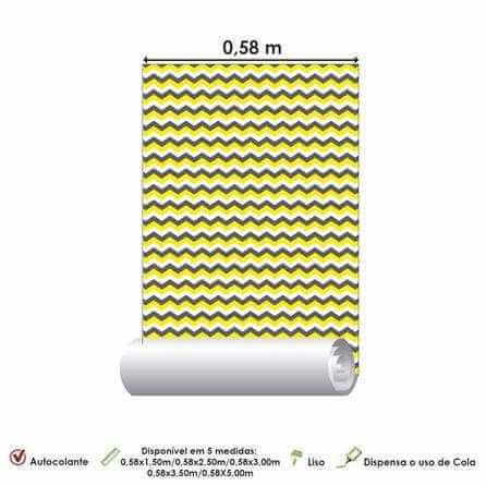 Papel de Parede Adesivo Chevron Amarelo e Cinza 2548241066 - Papel na Parede