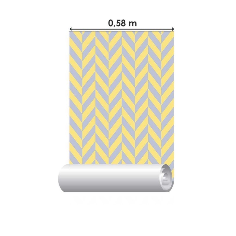 Papel de Parede Adesivo Chevron Amarelo e Cinza N06197 - Papel na Parede