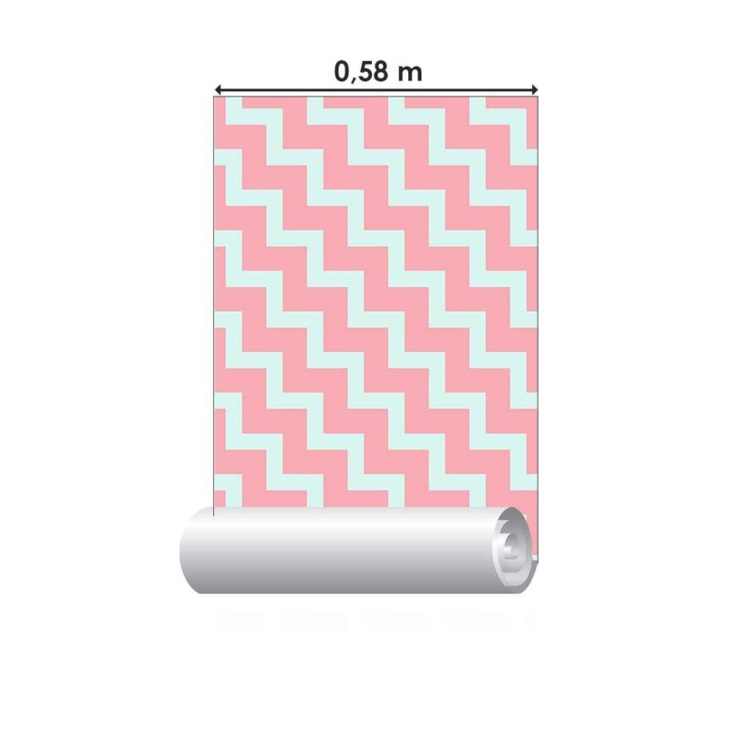 Papel de Parede Adesivo Chevron Azul e Rosa N06198 - Papel na Parede