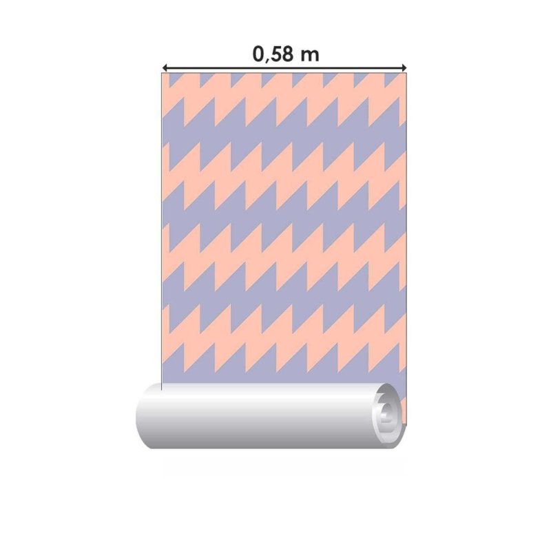 Papel de Parede Adesivo Chevron Azul e Salmão N06200 - Papel na Parede