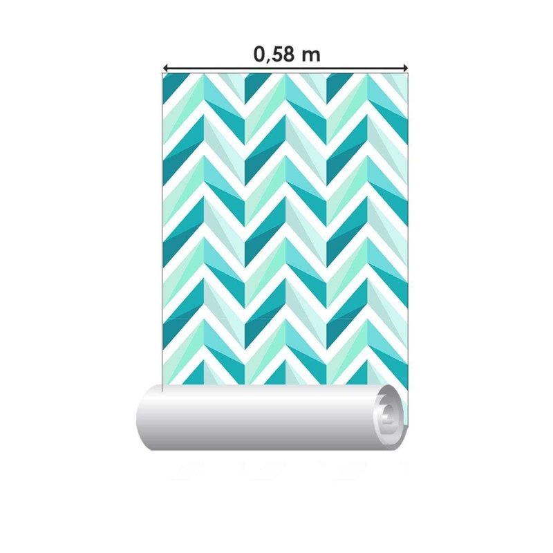 Papel de Parede Adesivo Chevron Azul e Verde N04182 - Papel na Parede