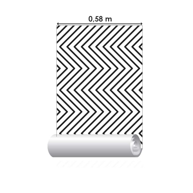 Papel de Parede Adesivo Chevron Branco e Preto N018014 - Papel na Parede