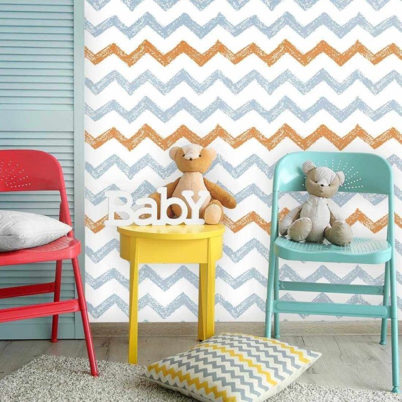 Papel de Parede Adesivo Chevron Colorido Jovem Infantil 652481 - Papel na Parede