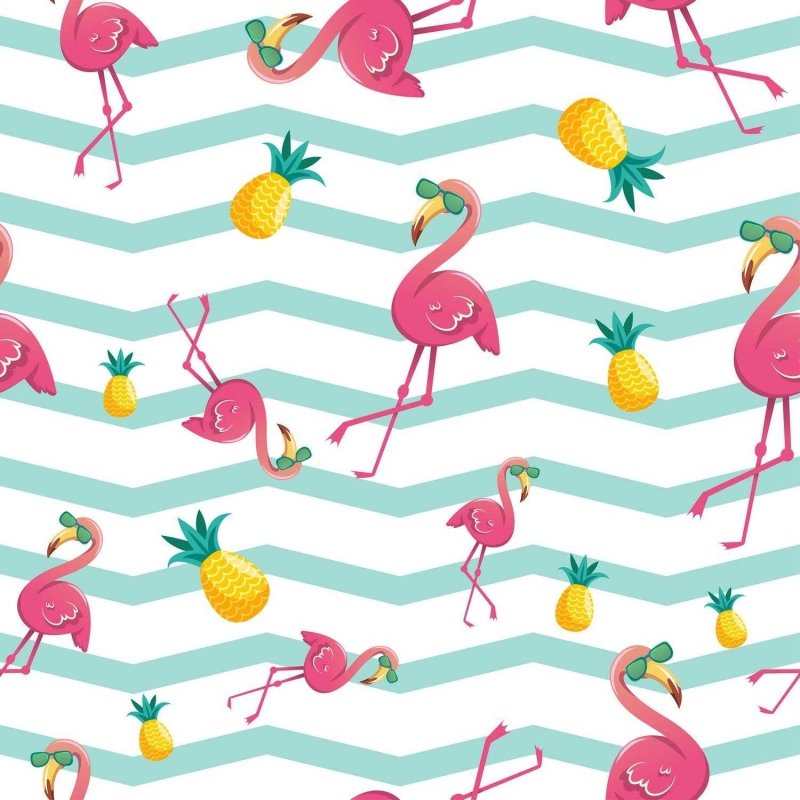 Papel de Parede Adesivo Chevron com Flamingo Abacaxi N03006 - Papel na Parede