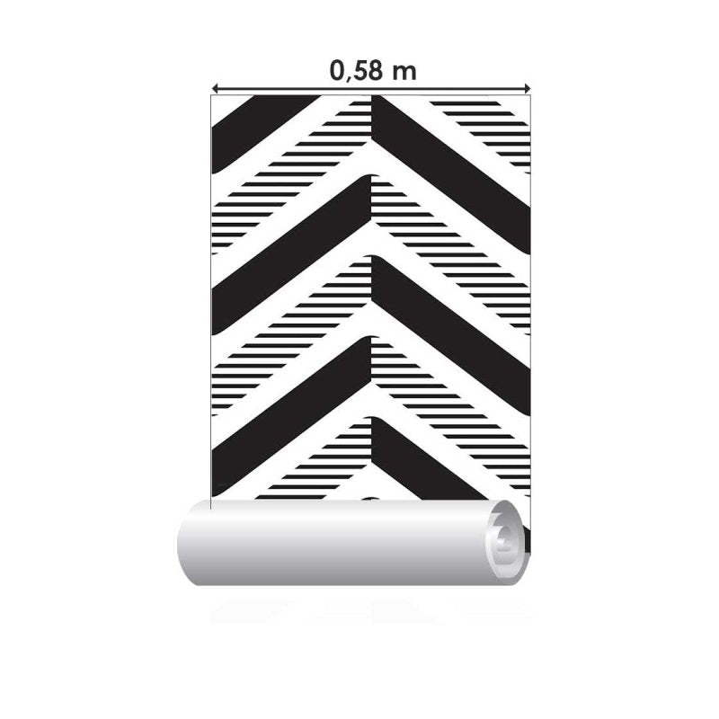 Papel de Parede Adesivo Chevron Listrado P&B N018025 - Papel na Parede